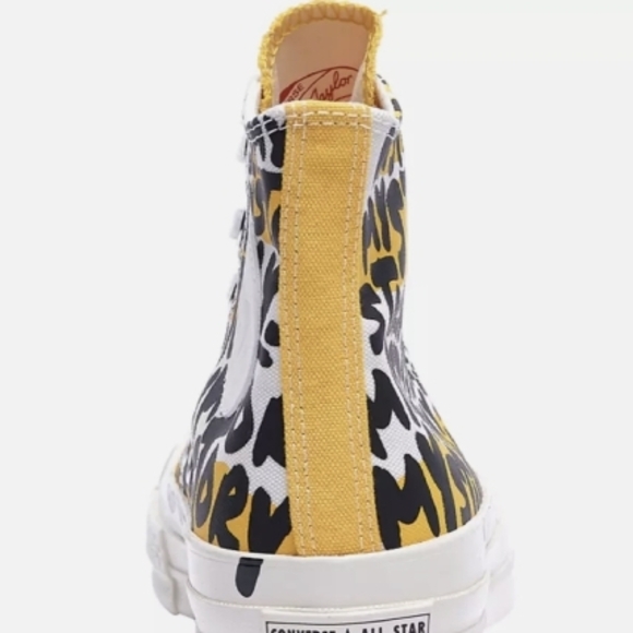 Converse Yellow and Black High-Top Sneakers - Picture 5 of 10